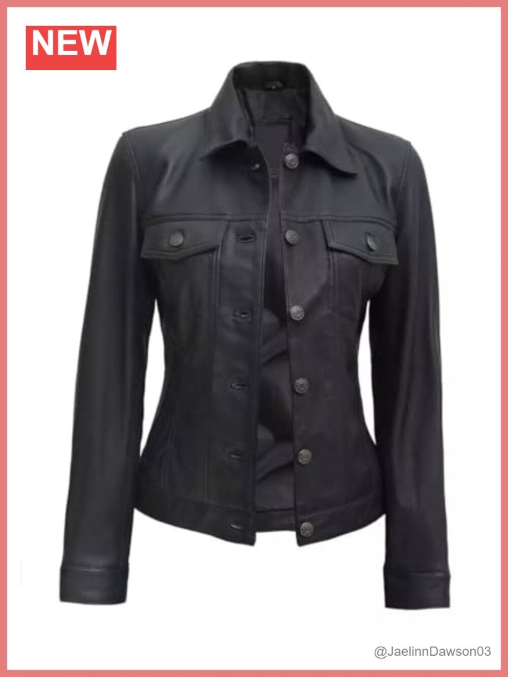 Genuine Lambskin Napa Leather Trucker Jacket Button Down Collar